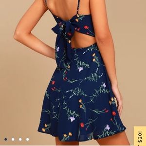 Flower of the Flock Navy Blue Floral Print Skater Dress